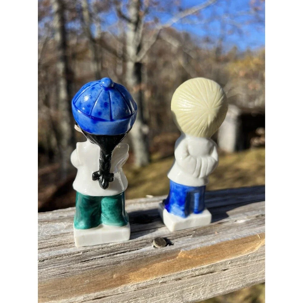 Vintage Figurines Boy Girl Japan Ceramic Mid Century Granny Core Asia